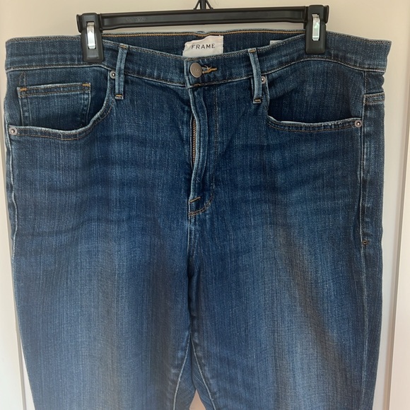 🪅FRAME Denim Blue Le Beau Boyfriend Jean Burnside Wash Size 32 / 14 - Picture 6 of 8